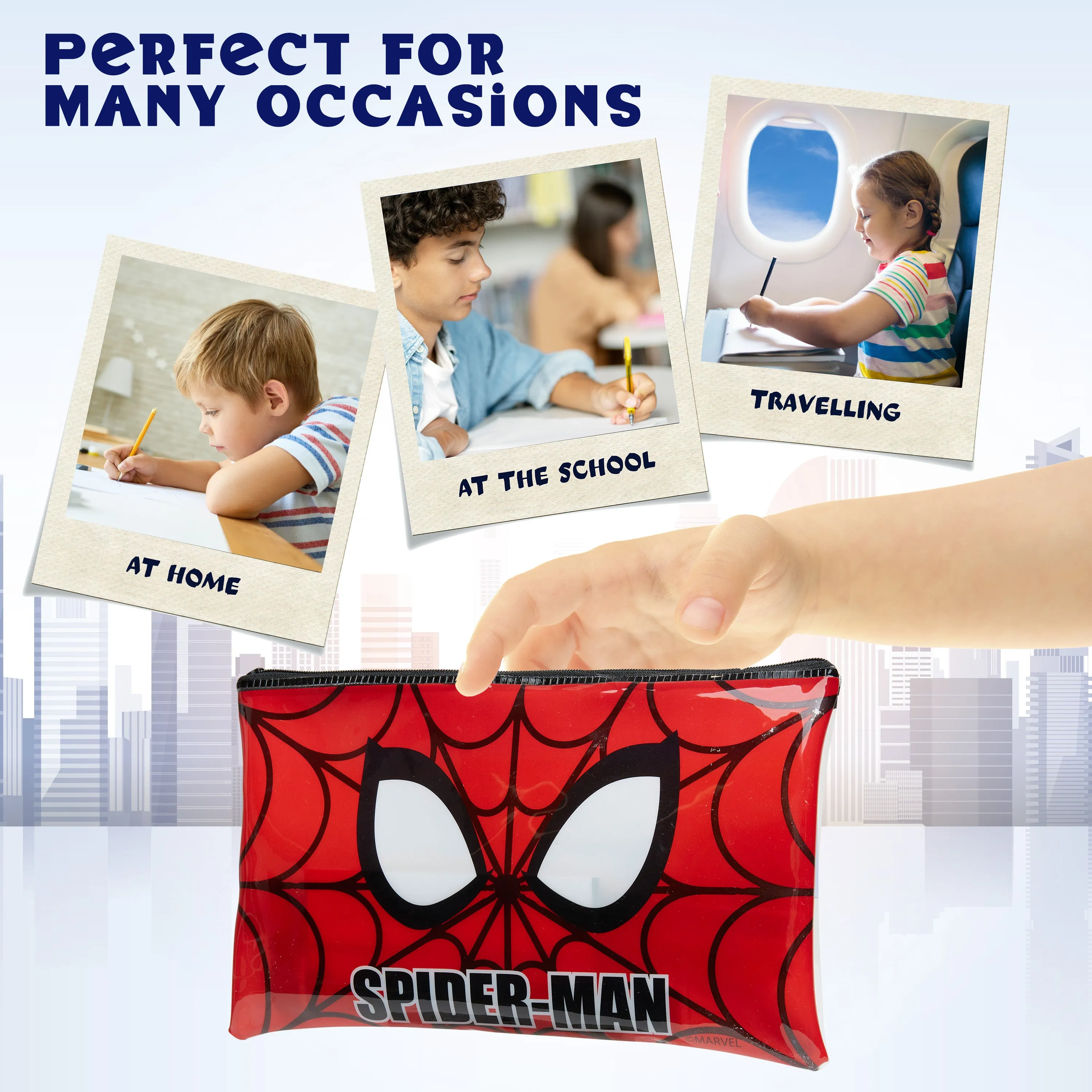 Marvel Spiderman Pencil Case for Kids, Filled Pencil Case with Stationery  Included