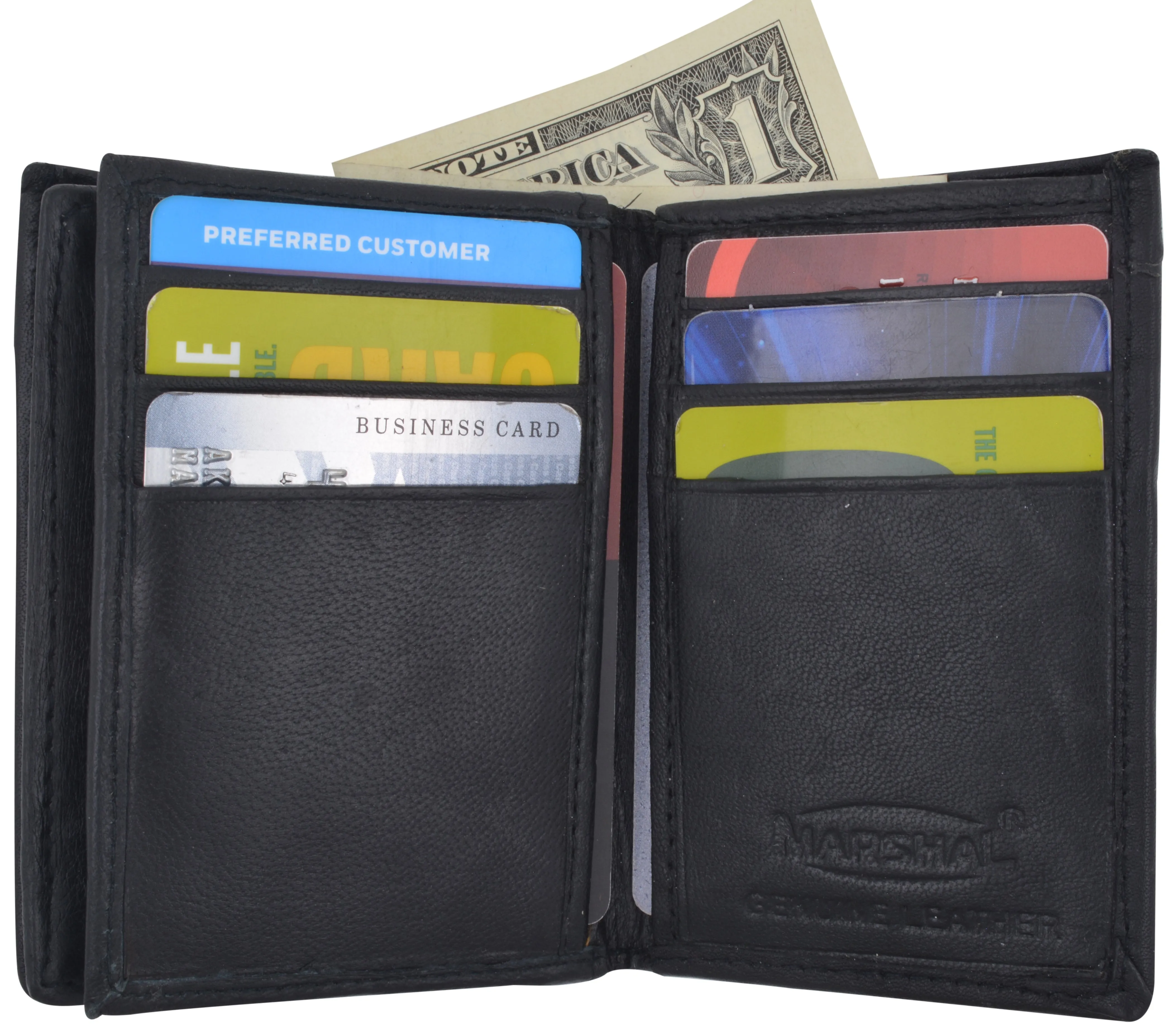 Mens Premium Leather Expandable Business Card Holder Credit Card Wallet Black