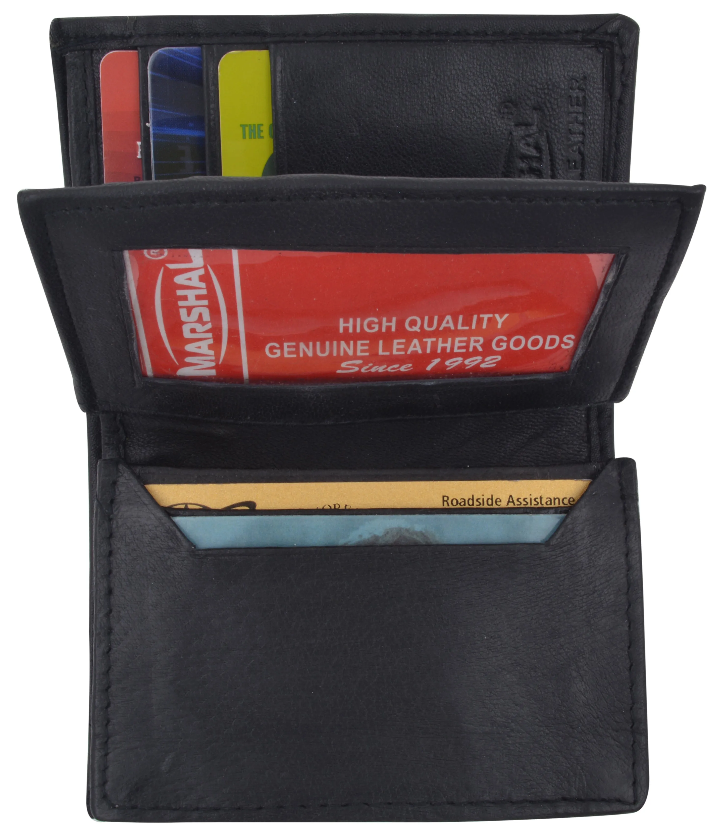 Mens Premium Leather Expandable Business Card Holder Credit Card Wallet Black