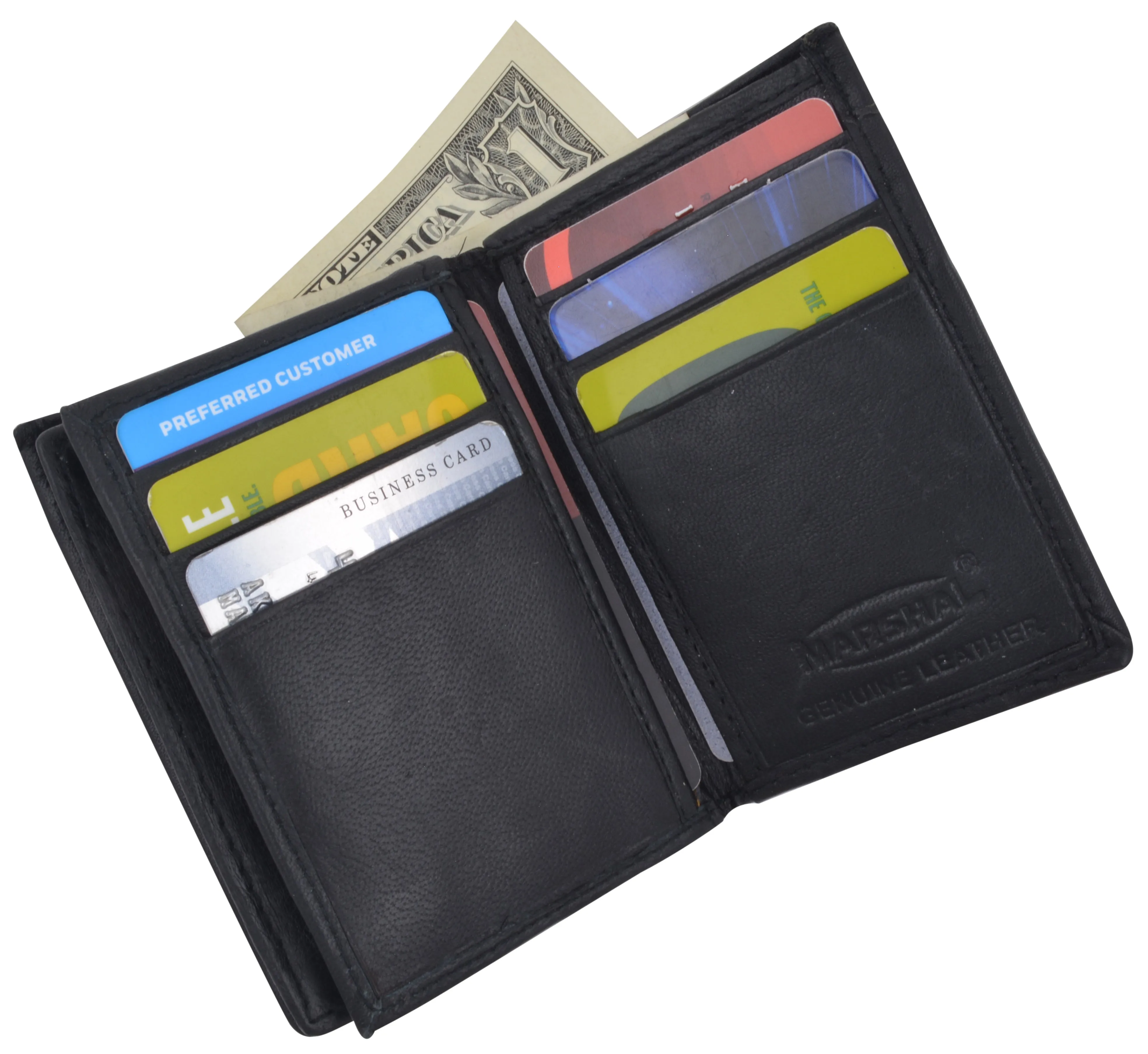 Mens Premium Leather Expandable Business Card Holder Credit Card Wallet Black