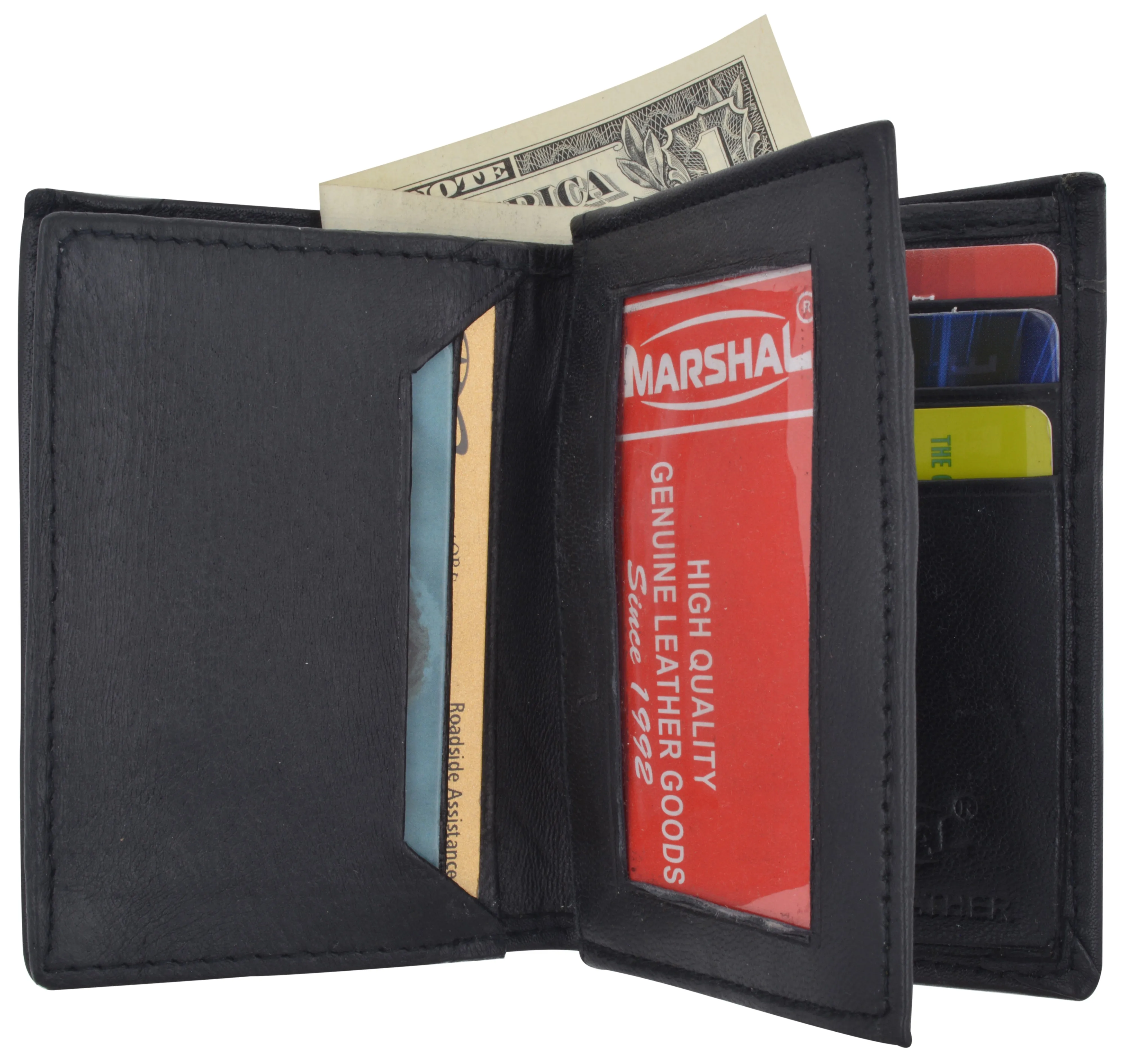 Mens Premium Leather Expandable Business Card Holder Credit Card Wallet Black