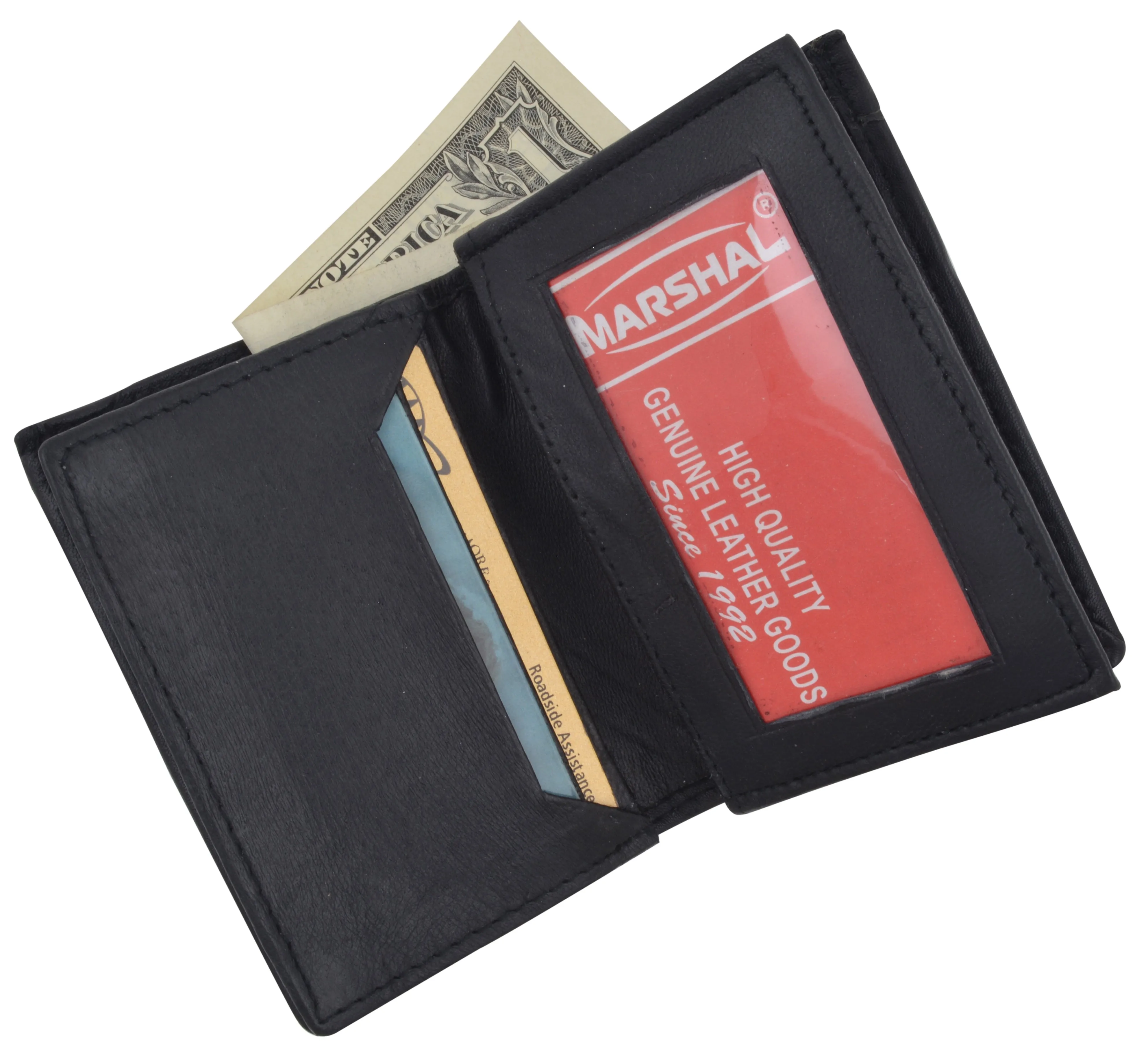Mens Premium Leather Expandable Business Card Holder Credit Card Wallet Black