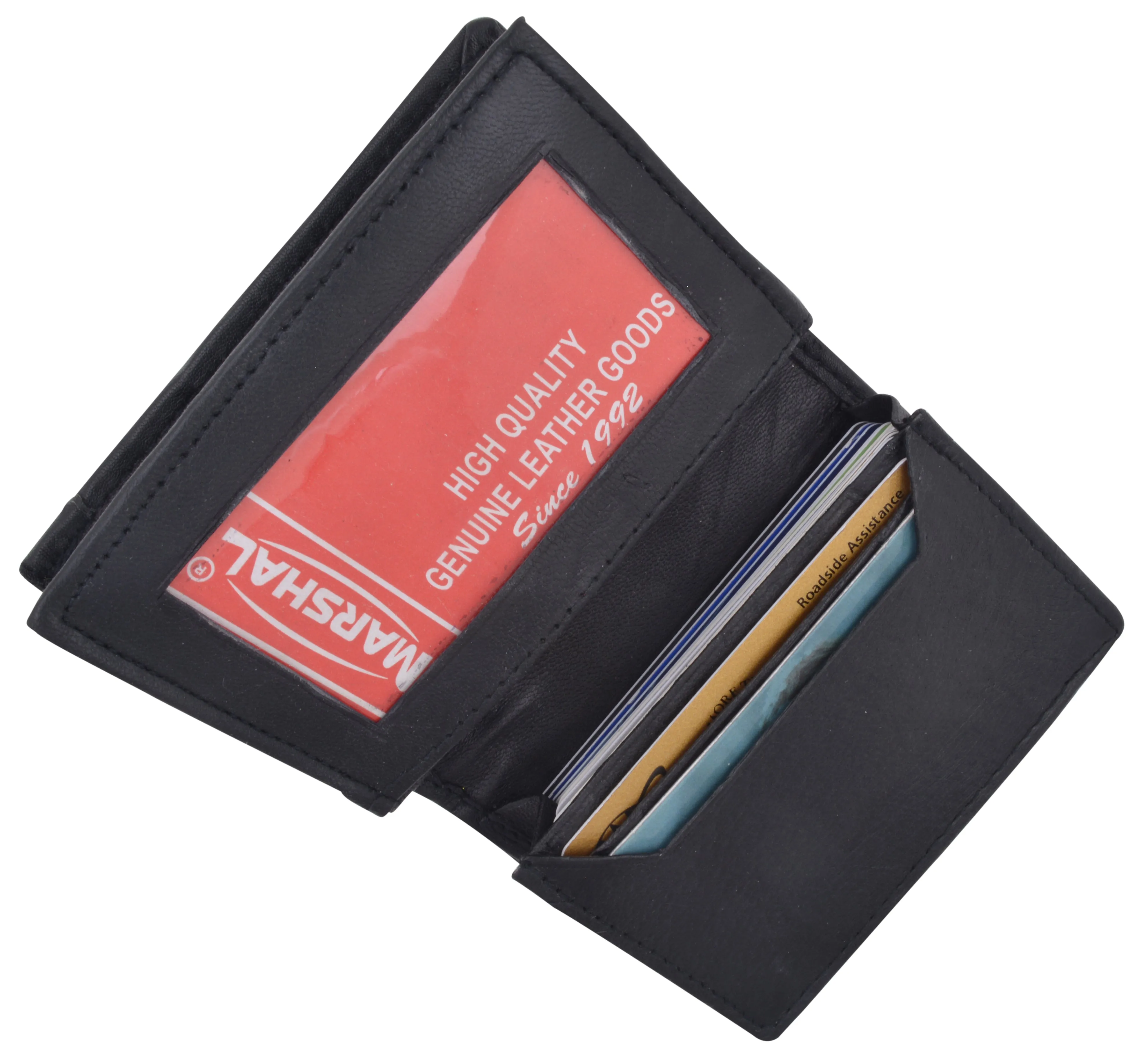 Mens Premium Leather Expandable Business Card Holder Credit Card Wallet Black