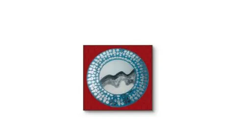 Navyataa Lippan Art Blue Mirror Wall Hanging, 12" Round MDF Board, Handmade Clay and Mirror Decorative Art Item