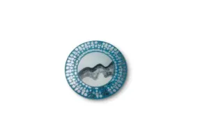 Navyataa Lippan Art Blue Mirror Wall Hanging, 12" Round MDF Board, Handmade Clay and Mirror Decorative Art Item
