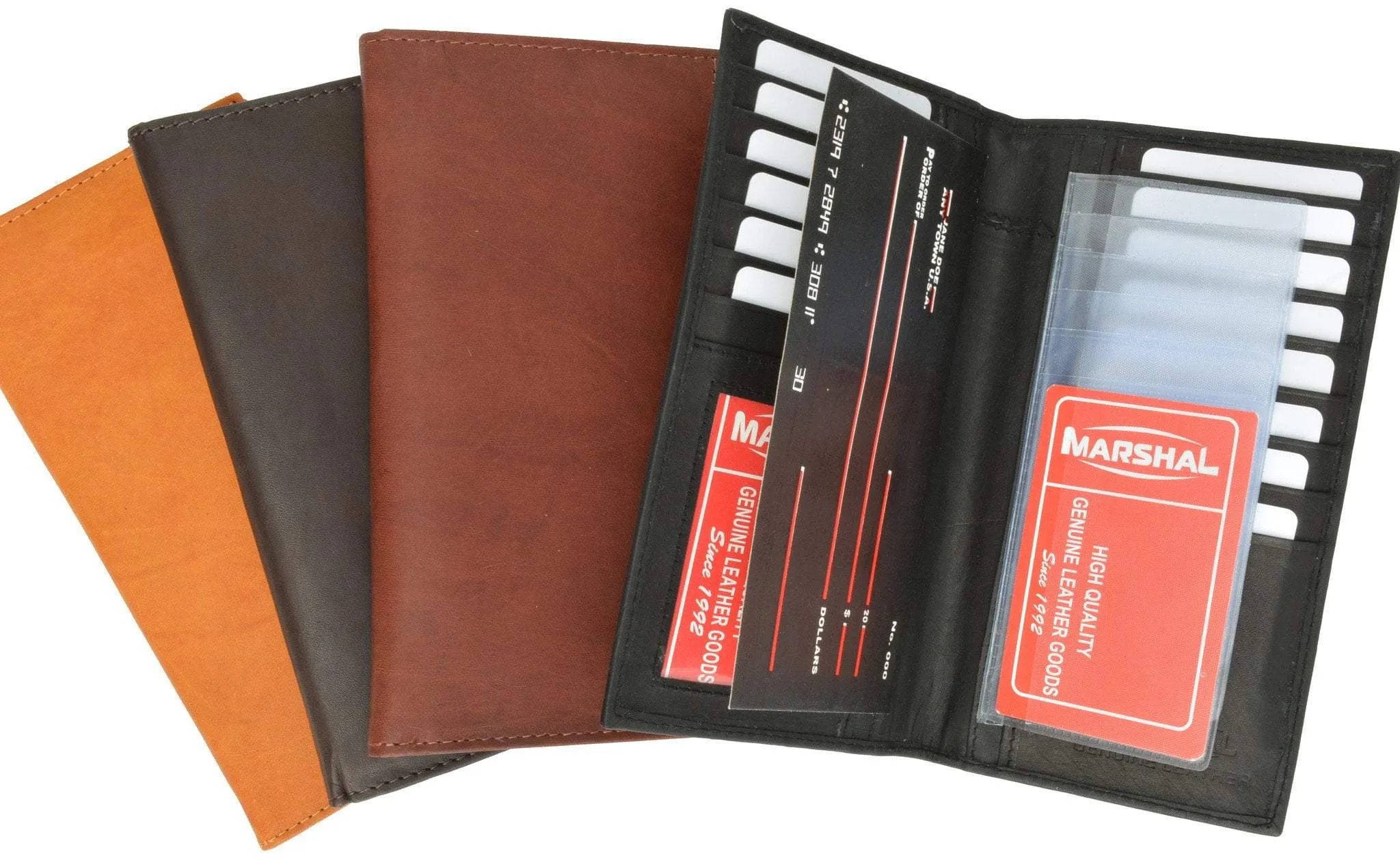 New Mens Leather Long Wallet Pockets ID Card Clutch Bifold Purse 1528 CF (C)