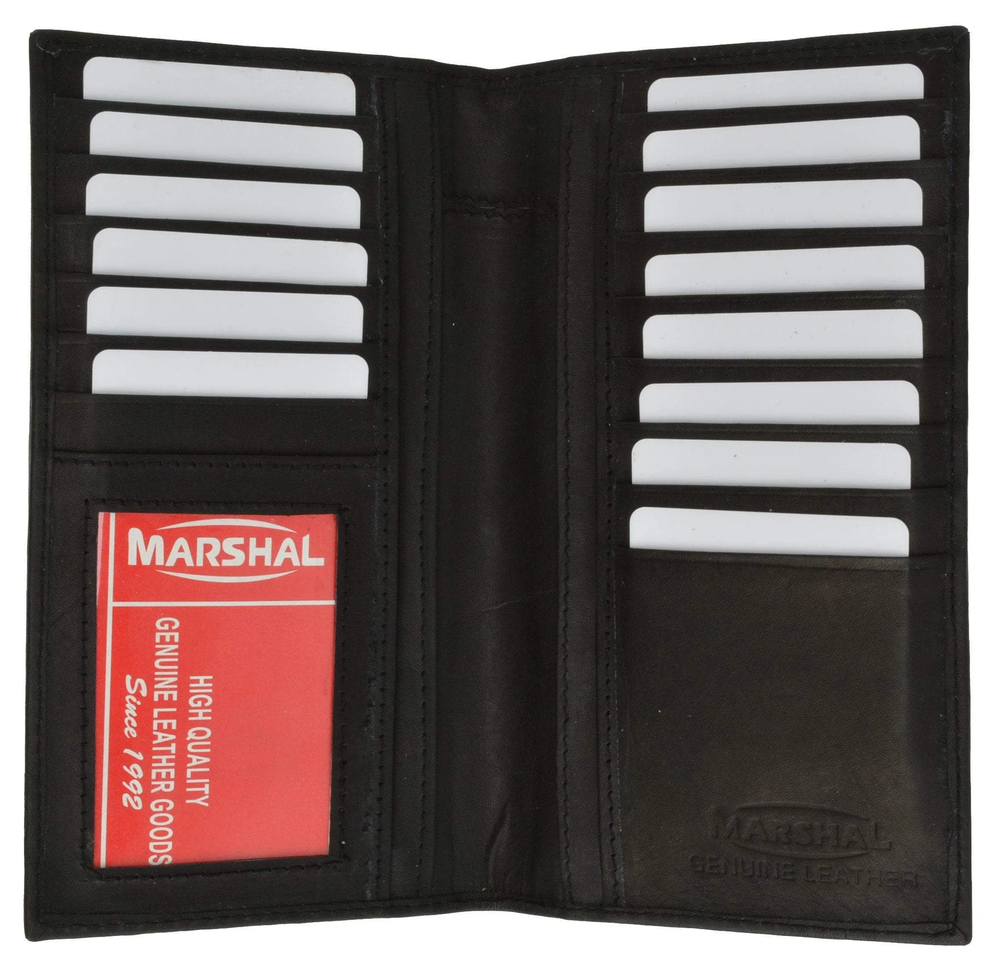 New Mens Leather Long Wallet Pockets ID Card Clutch Bifold Purse 1528 CF (C)