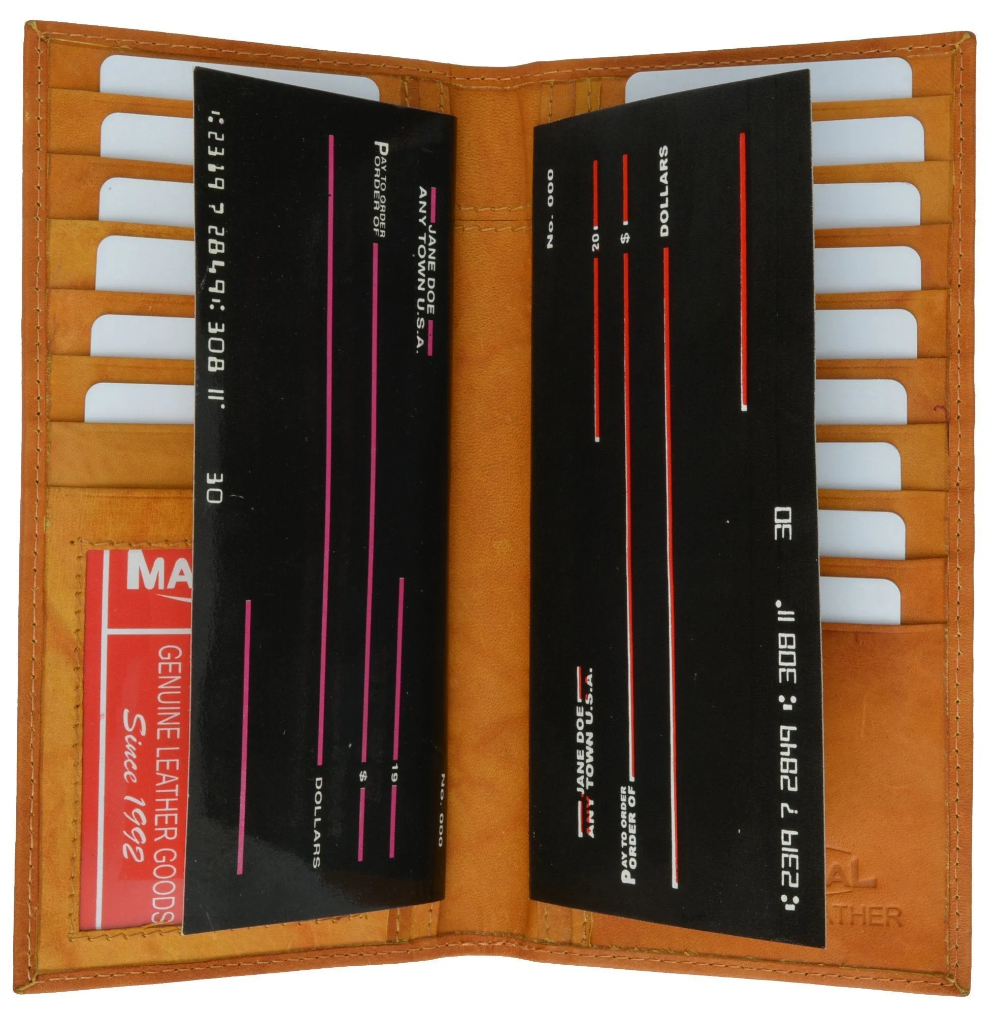 New Mens Leather Long Wallet Pockets ID Card Clutch Bifold Purse 1528 CF (C)