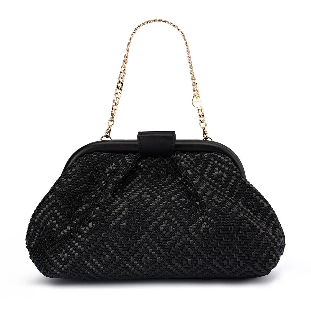 OB4805 MINKI GATHERED WOVEN CLUTCH