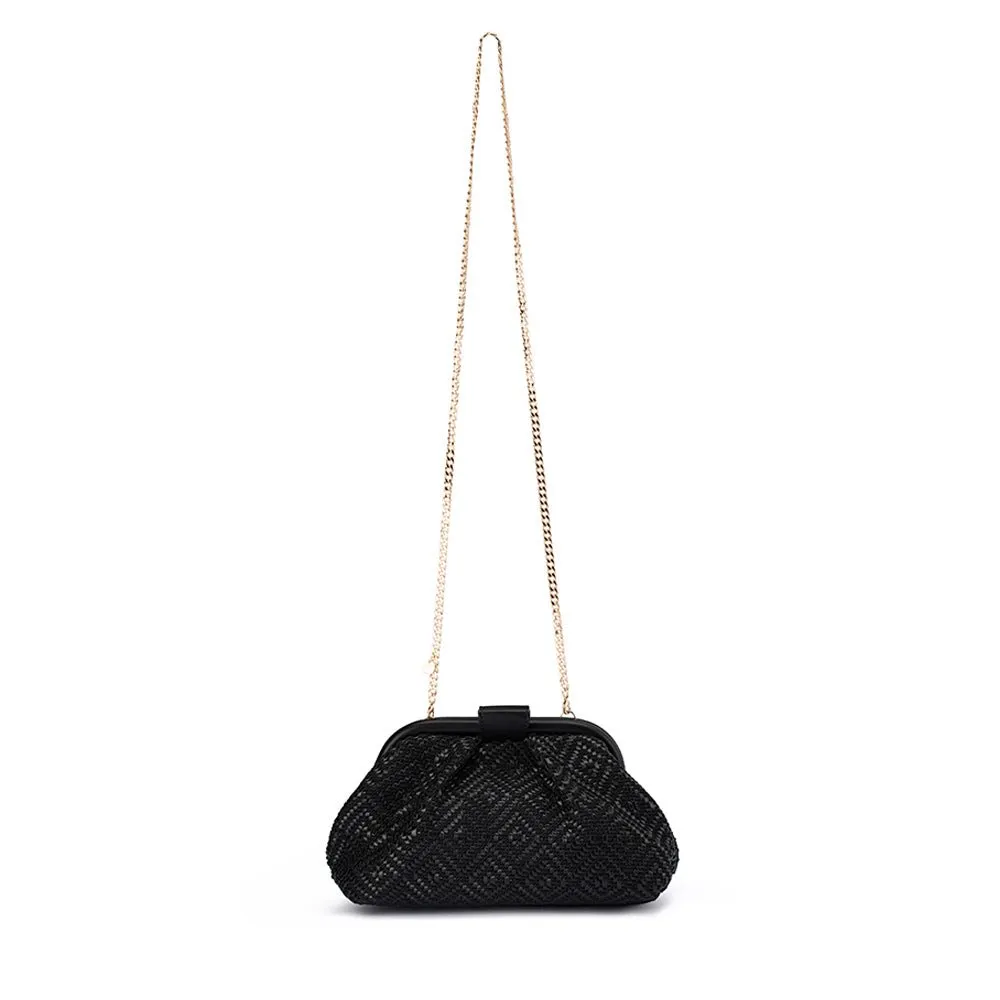 OB4805 MINKI GATHERED WOVEN CLUTCH