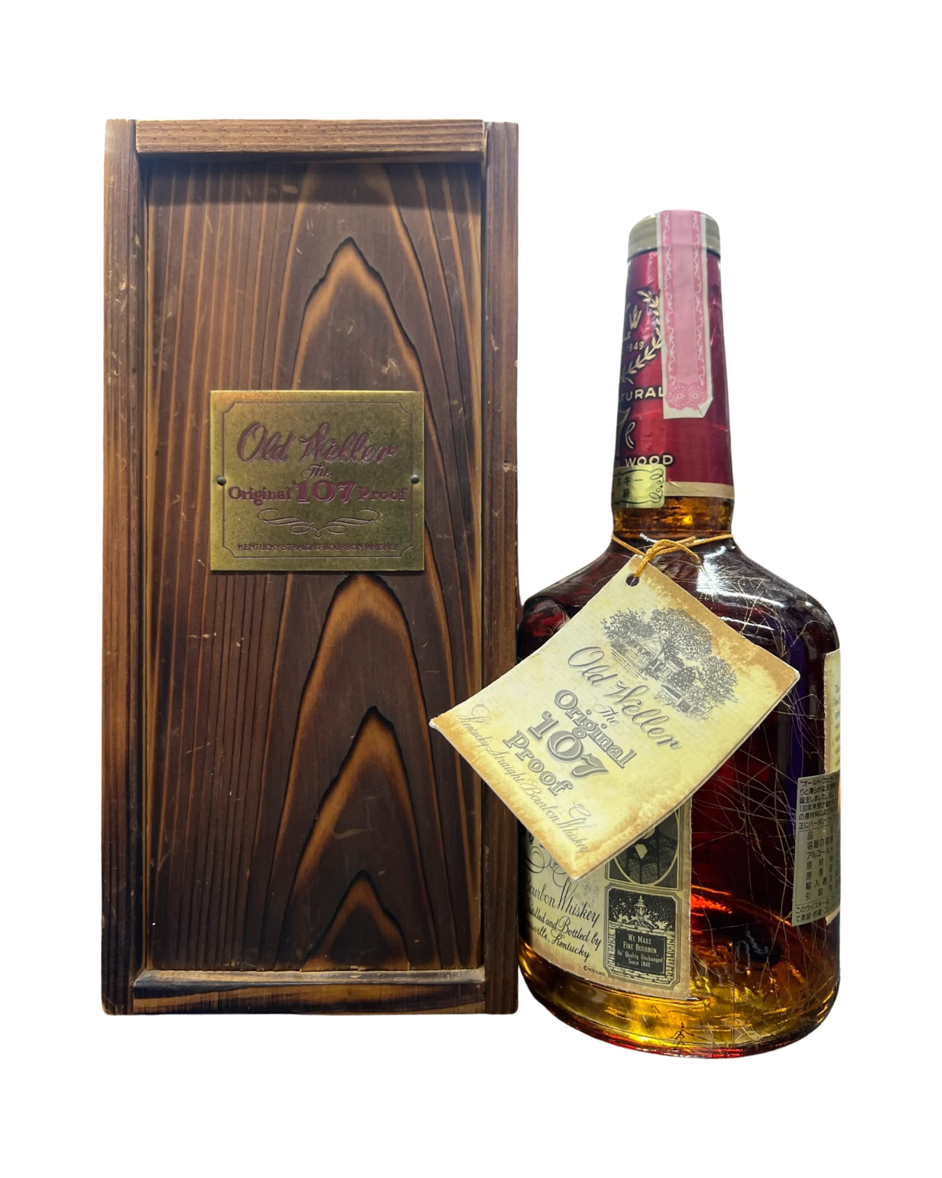 Old Weller Original 107 Proof Gold Vein 1985 With Wooden Box