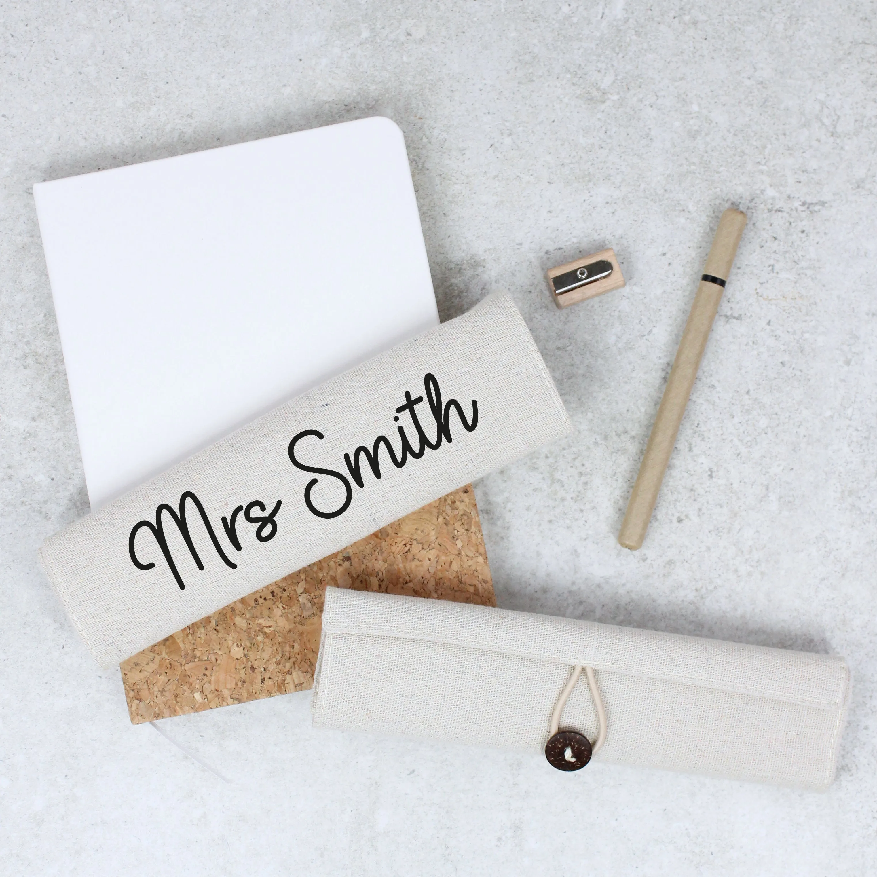 Personalised Teacher Roll Up Pencil Case with 5 Piece Stationery