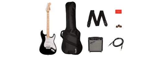 PREVIOUSLY RENTED Squier Affinity Series Stratocaster Pack, Maple Fingerboard, Black