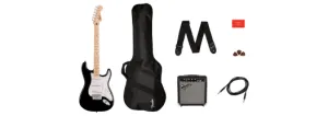 PREVIOUSLY RENTED Squier Affinity Series Stratocaster Pack, Maple Fingerboard, Black