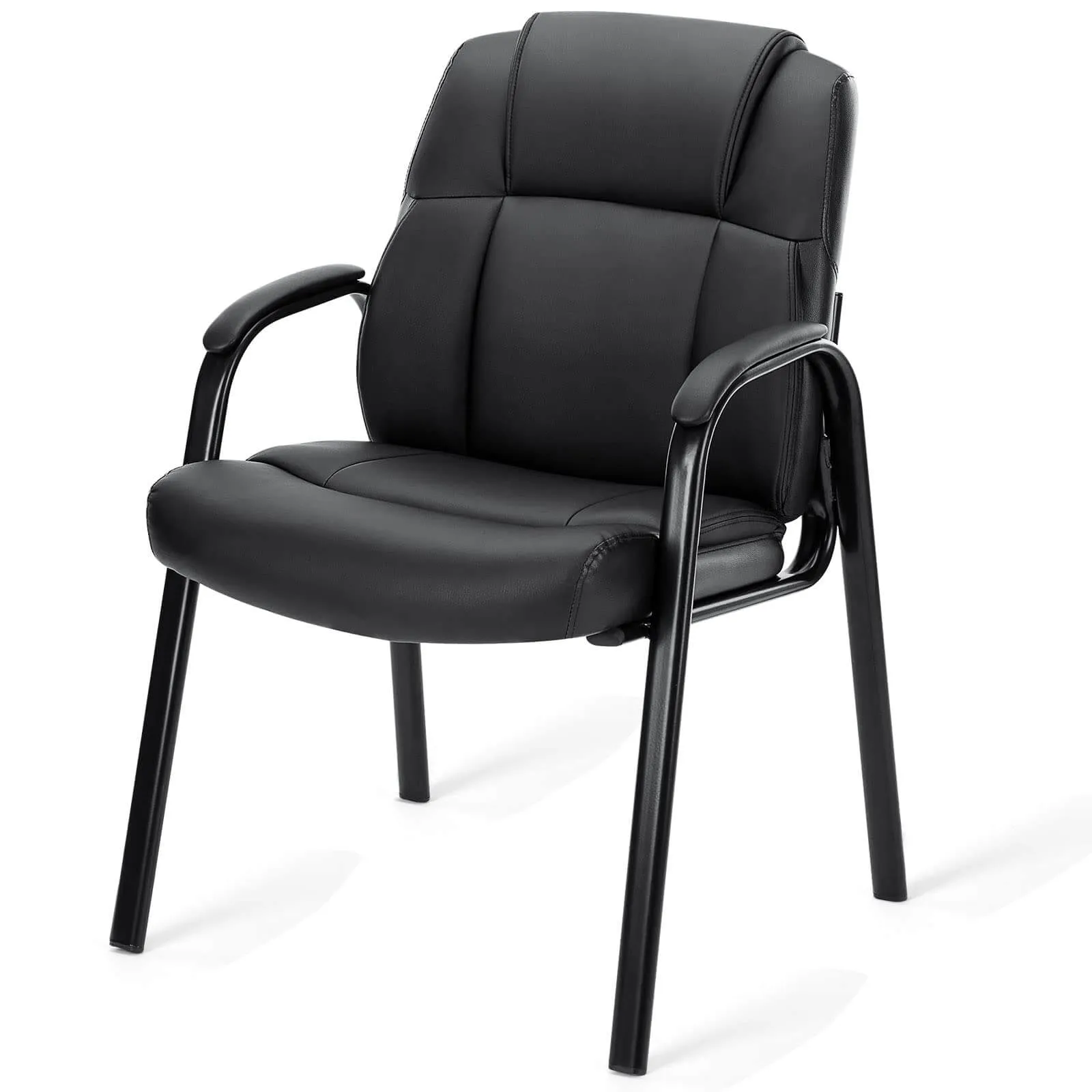 PU Leather Conference Room Reception Chairs with Padded Arms,No Wheels Executive Office Chair