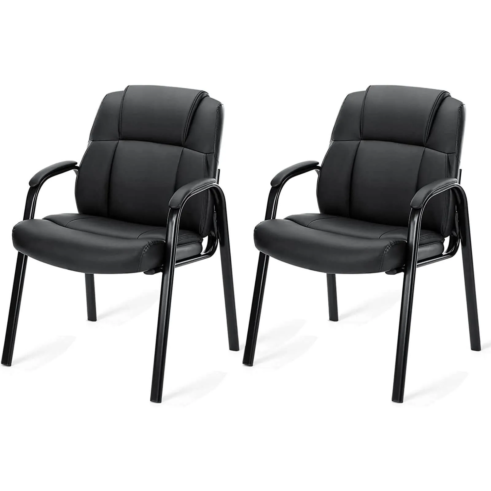 PU Leather Conference Room Reception Chairs with Padded Arms,No Wheels Executive Office Chair