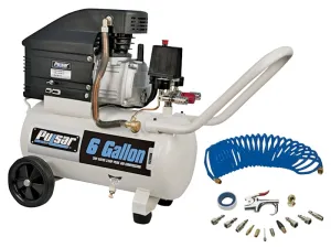Pulsar PCE6060K Portable Air Compressor, Tool Only, 6 gal Tank, 3.5 hp, 120 V, 115 psi Pressure, 5.2 cfm Air :EA: QUANTITY: 1