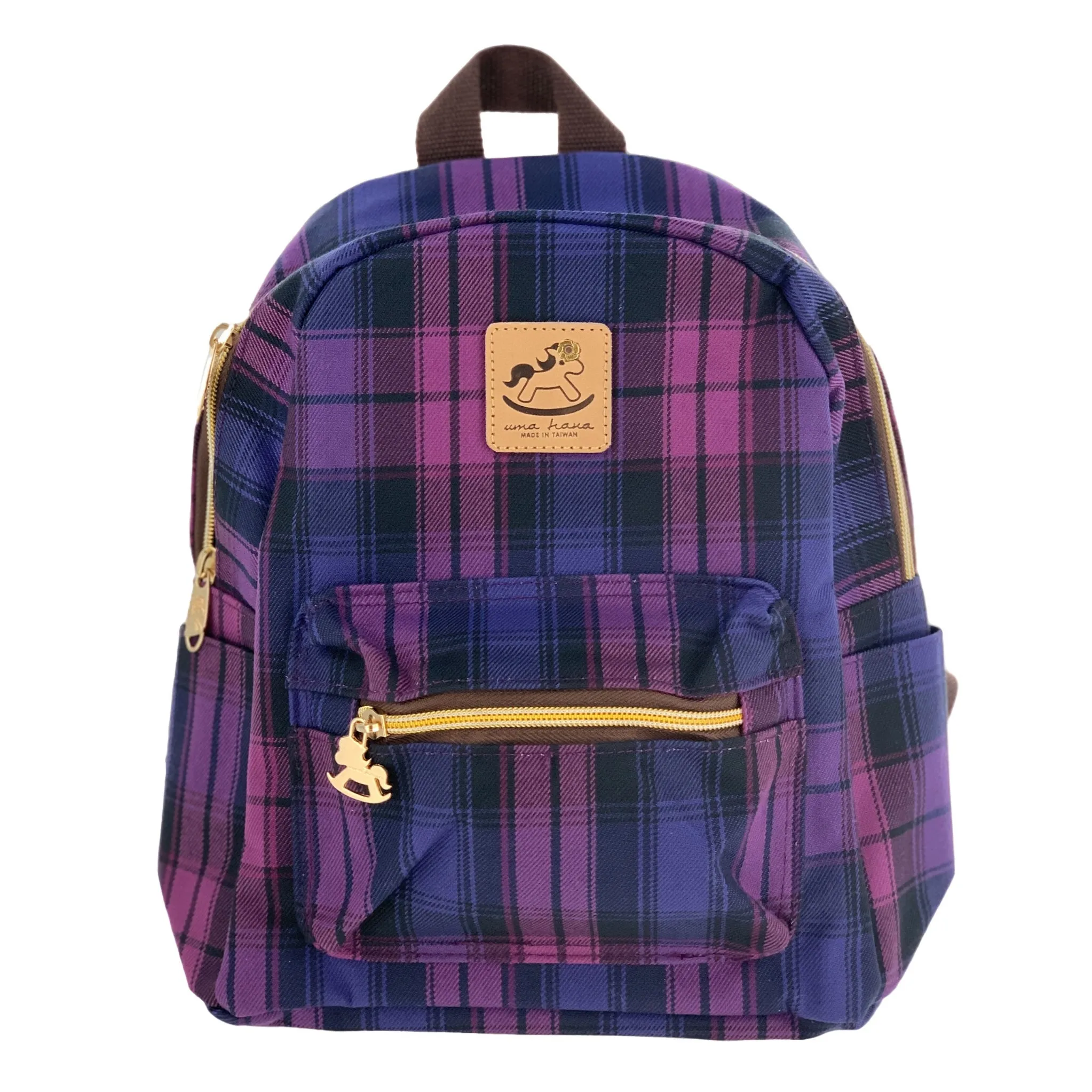 Purple & Pink Tartan Plaid Small Backpack