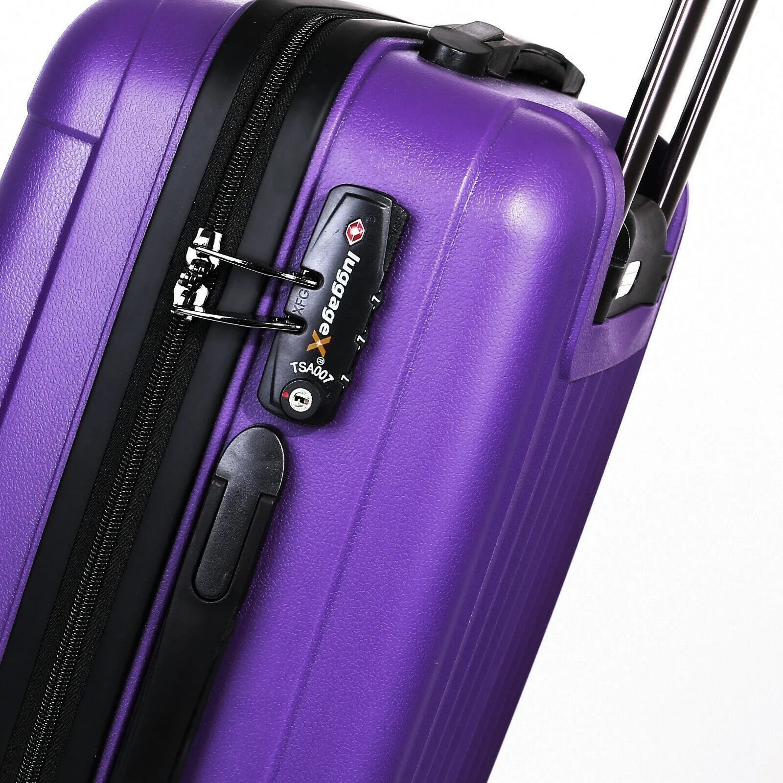 Purple Suitcase Set of 3 Hard Shell Luggage X 4 Double Spinner Wheels