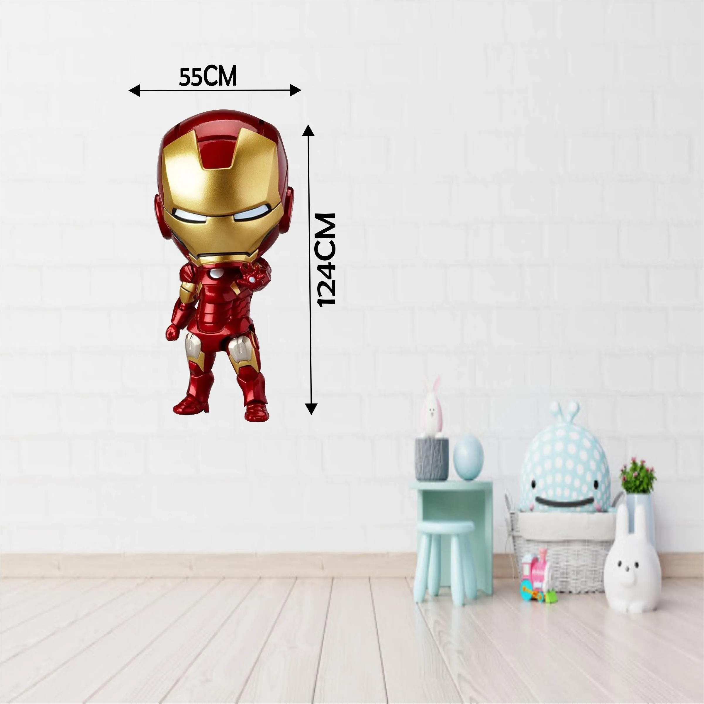 RATHOR Enterprises Sticker Chibi Iron Man Wall Sticker | Decorative Wall Sticker for Living Room, Bedroom, Office, Hall and Home Decor