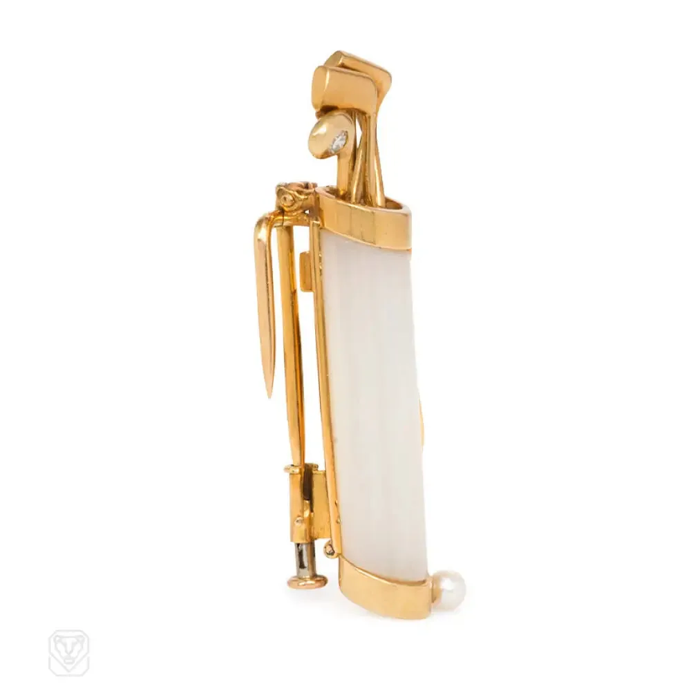 Retro gold golf bag brooch. Cartier, Paris