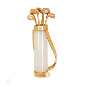 Retro gold golf bag brooch. Cartier, Paris