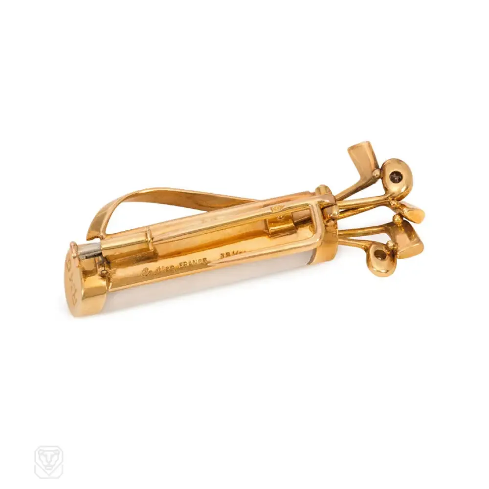 Retro gold golf bag brooch. Cartier, Paris
