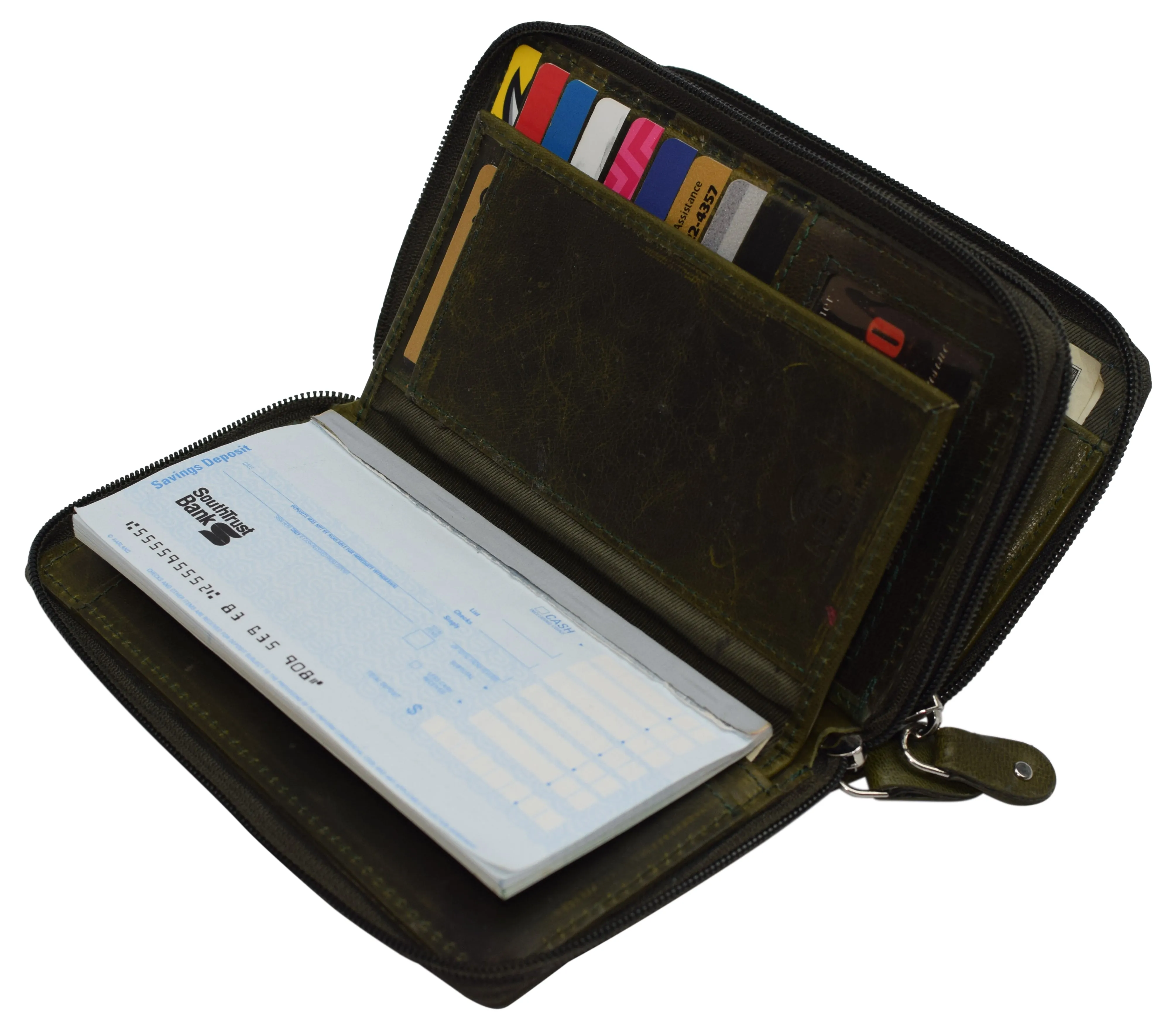 RFID Blocking Cellphone Wallet for Women Dual Zipper Long Purse with Removable Checkbook Holder