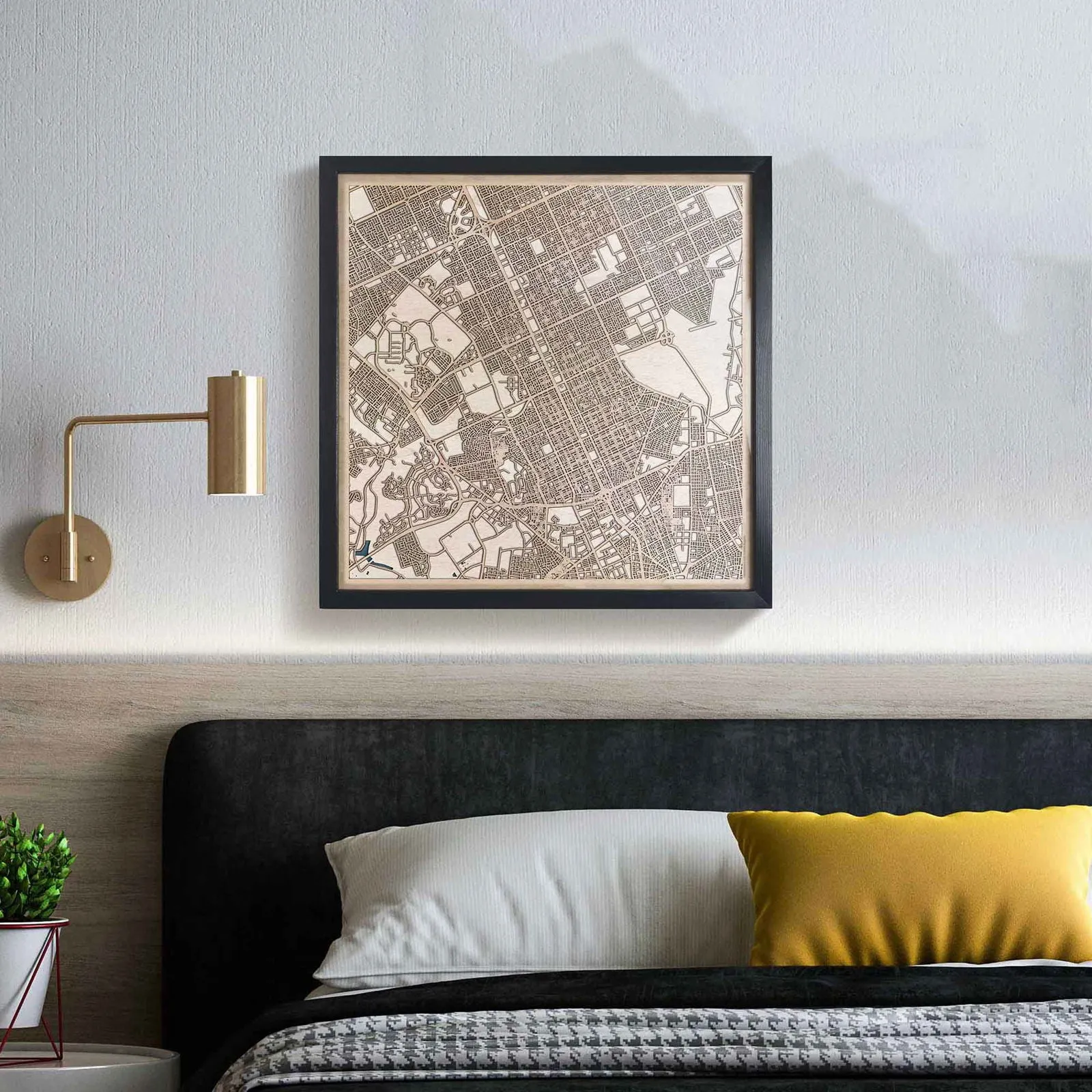 Riyadh Wooden Map