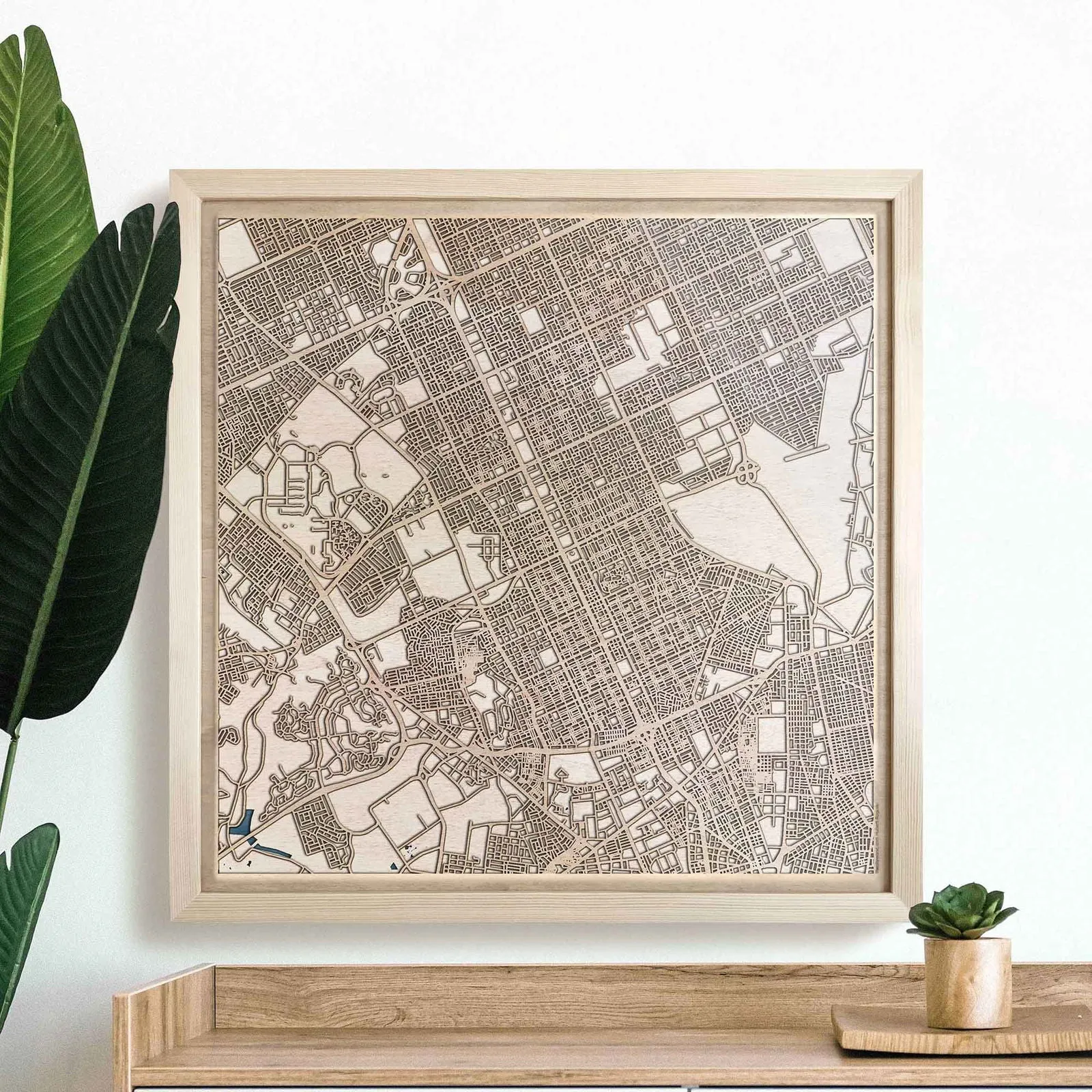 Riyadh Wooden Map