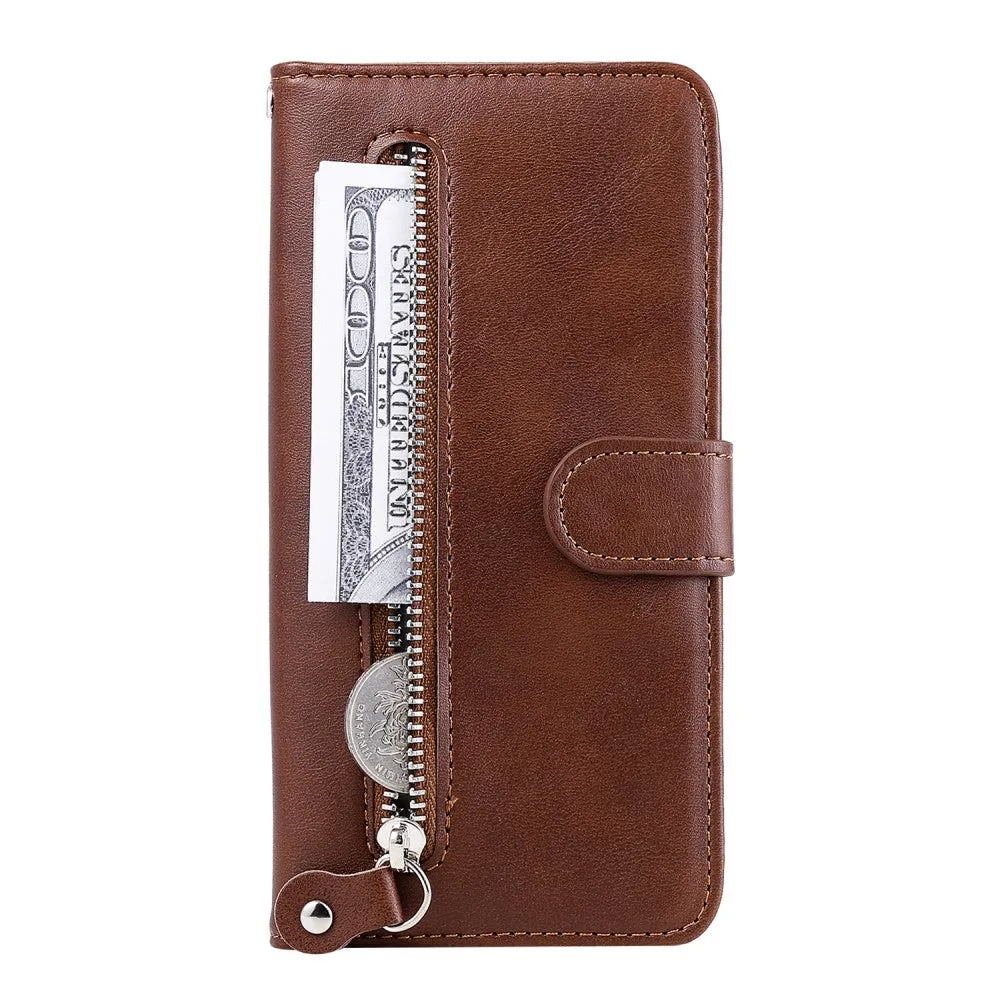 Samsung Galaxy A32 (4G) Leather Case Flip Cover with Zipper - Brown