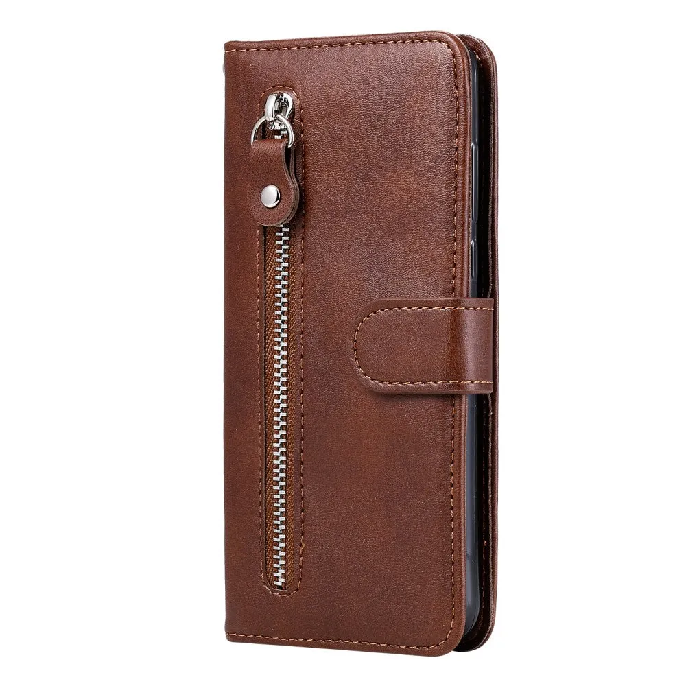 Samsung Galaxy A32 (4G) Leather Case Flip Cover with Zipper - Brown