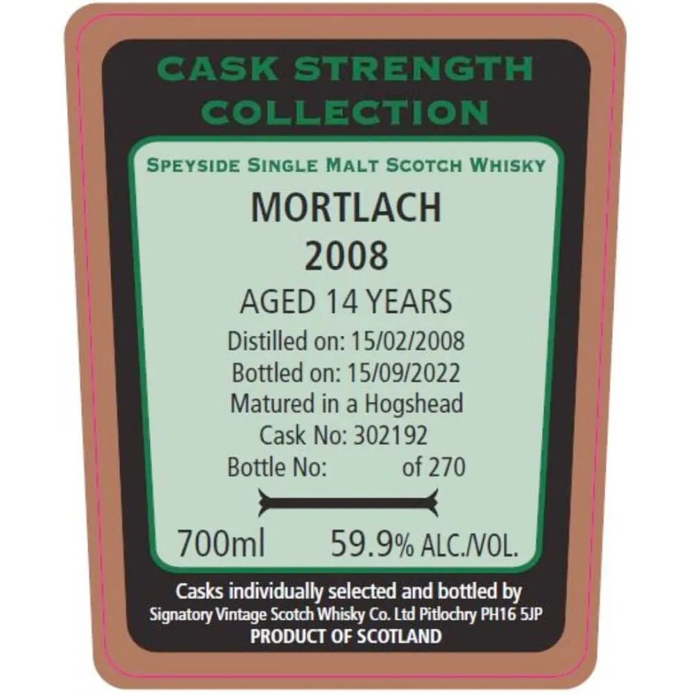 Signatory Vintage 2008 Mortlach 14 Year Old