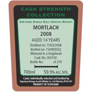 Signatory Vintage 2008 Mortlach 14 Year Old