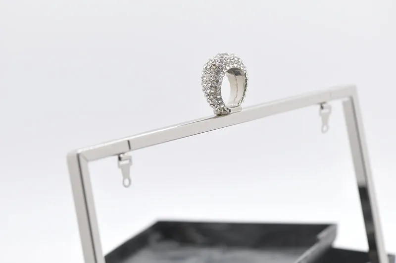Silver Box Purse Frame Clutch Bag Glue-in Style 22cm x 12cm ( 8" x 5")