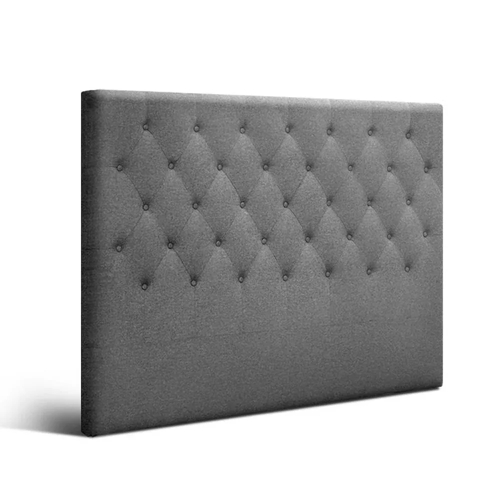 Soira Queen Size Premium Faux Linen Fabric Bedhead - Grey