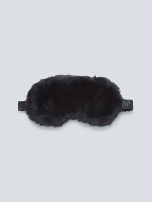 Studiowest Black Faux-Fur Textured Eye Mask