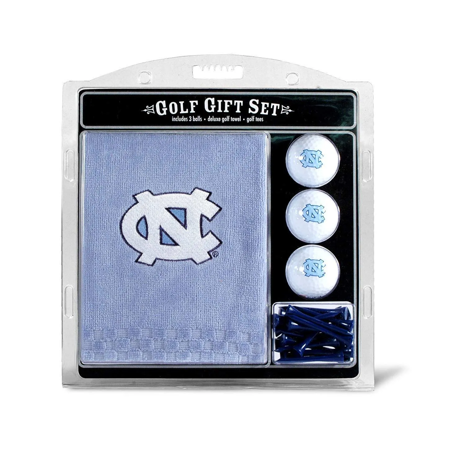 Team Golf NCAA Gift Set Embroidered Golf Towel, 3 Golf Balls, and 14 Golf Tees 2-3/4" Regulation, Tri-Fold Towel 16" x 22" & 100% Cotton