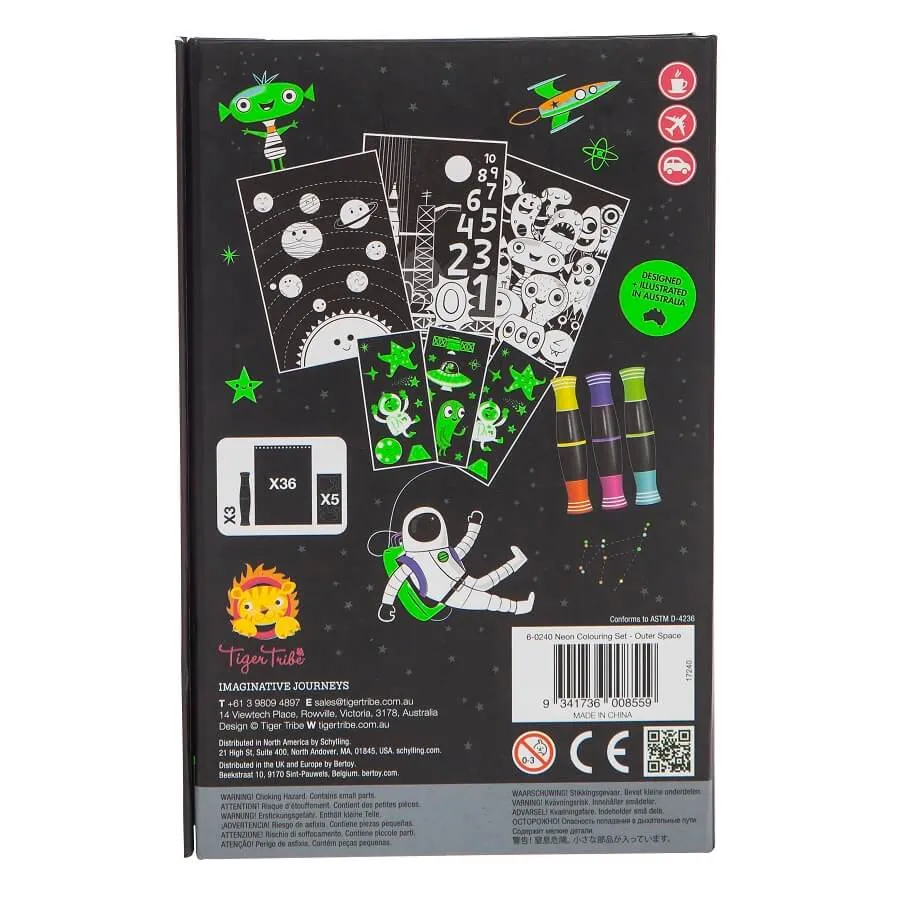 Tiger Tribe Neon Colouring Art Set - Outer Space