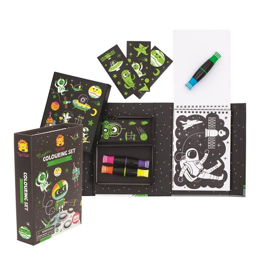 Tiger Tribe Neon Colouring Art Set - Outer Space