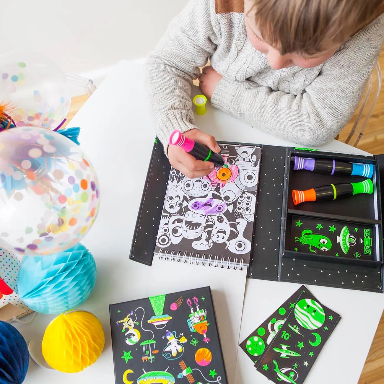 Tiger Tribe Neon Colouring Art Set - Outer Space
