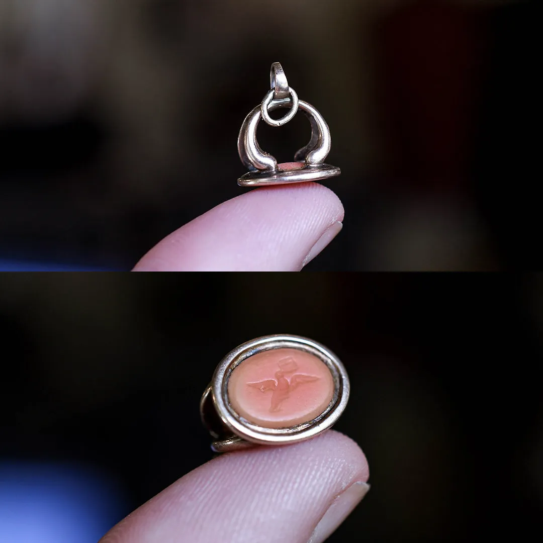 Tiny 18th Century Georgian "Dove of Peace" Seal Fob Pendant
