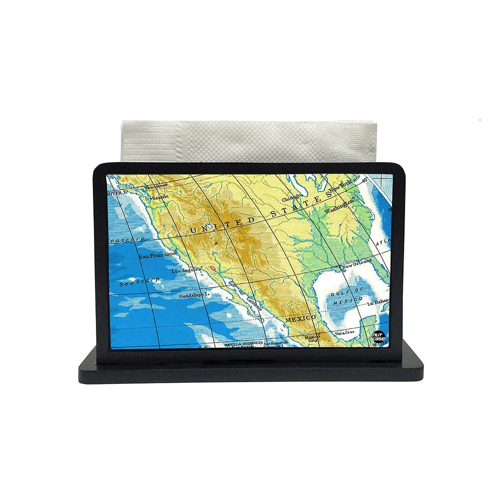 Tissue Holder Paper Napkin Stand - Atlas Map