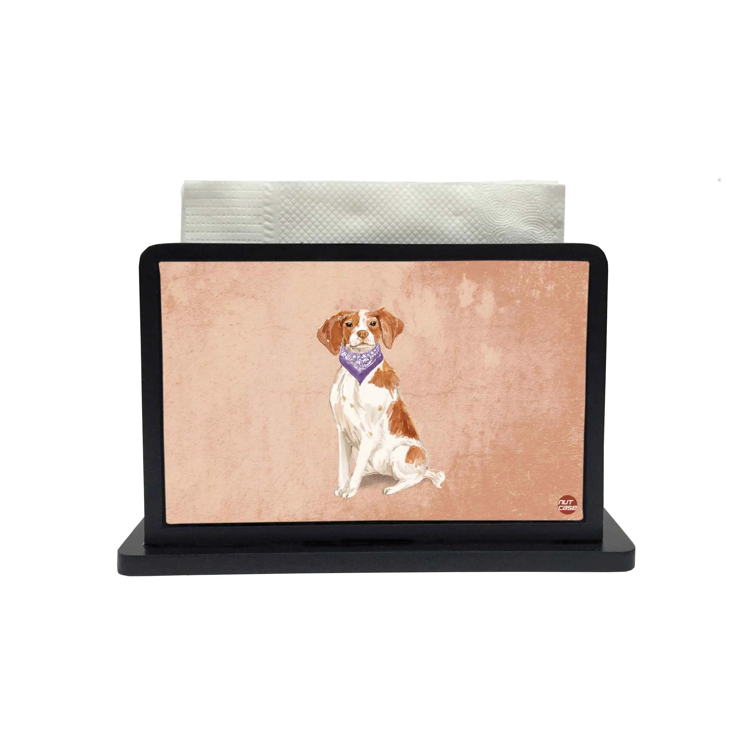 Tissue Holder Paper Napkin Stand - Purple Scarf Dog