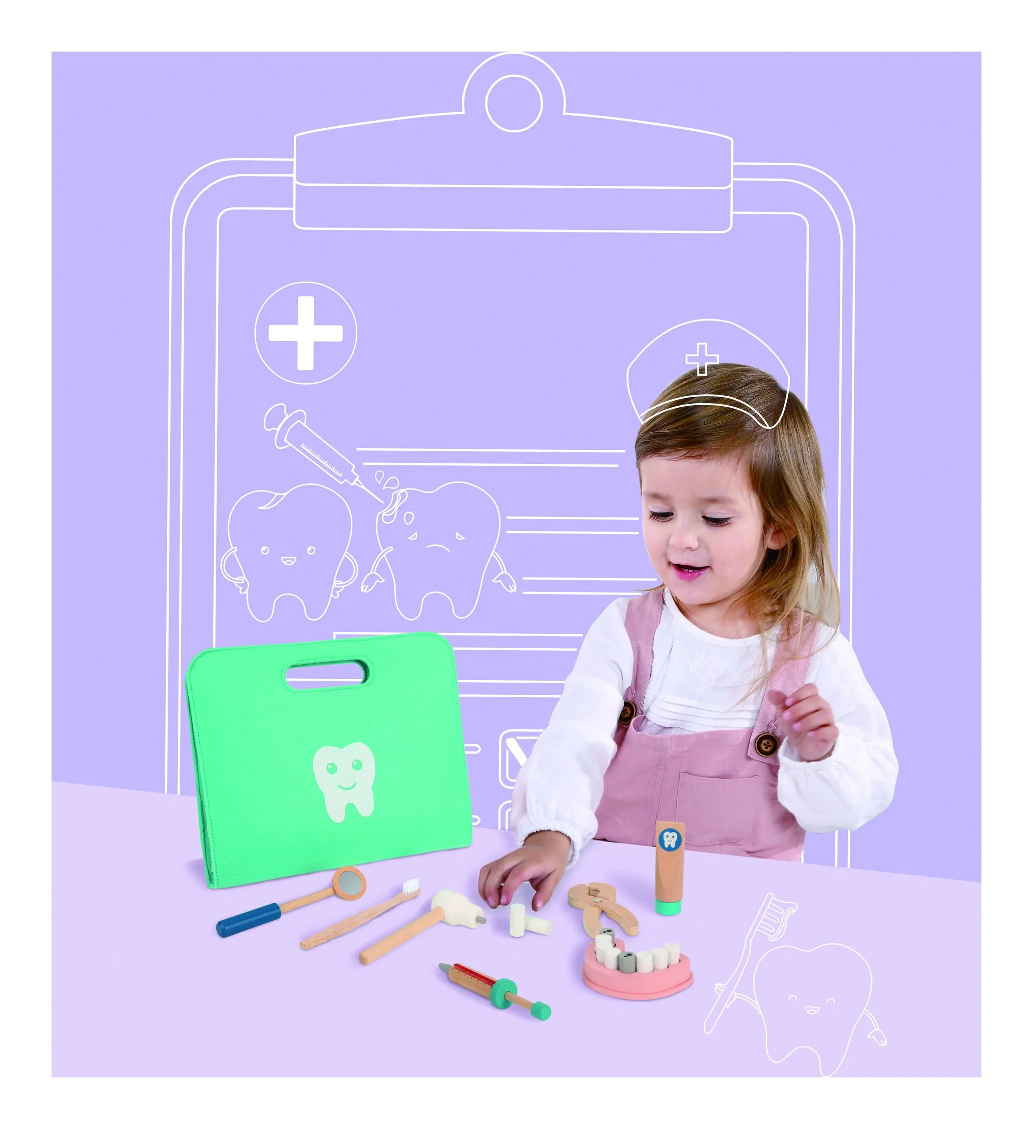 Tooky Toy Wooden Dentist Play Set in a Carry Bag