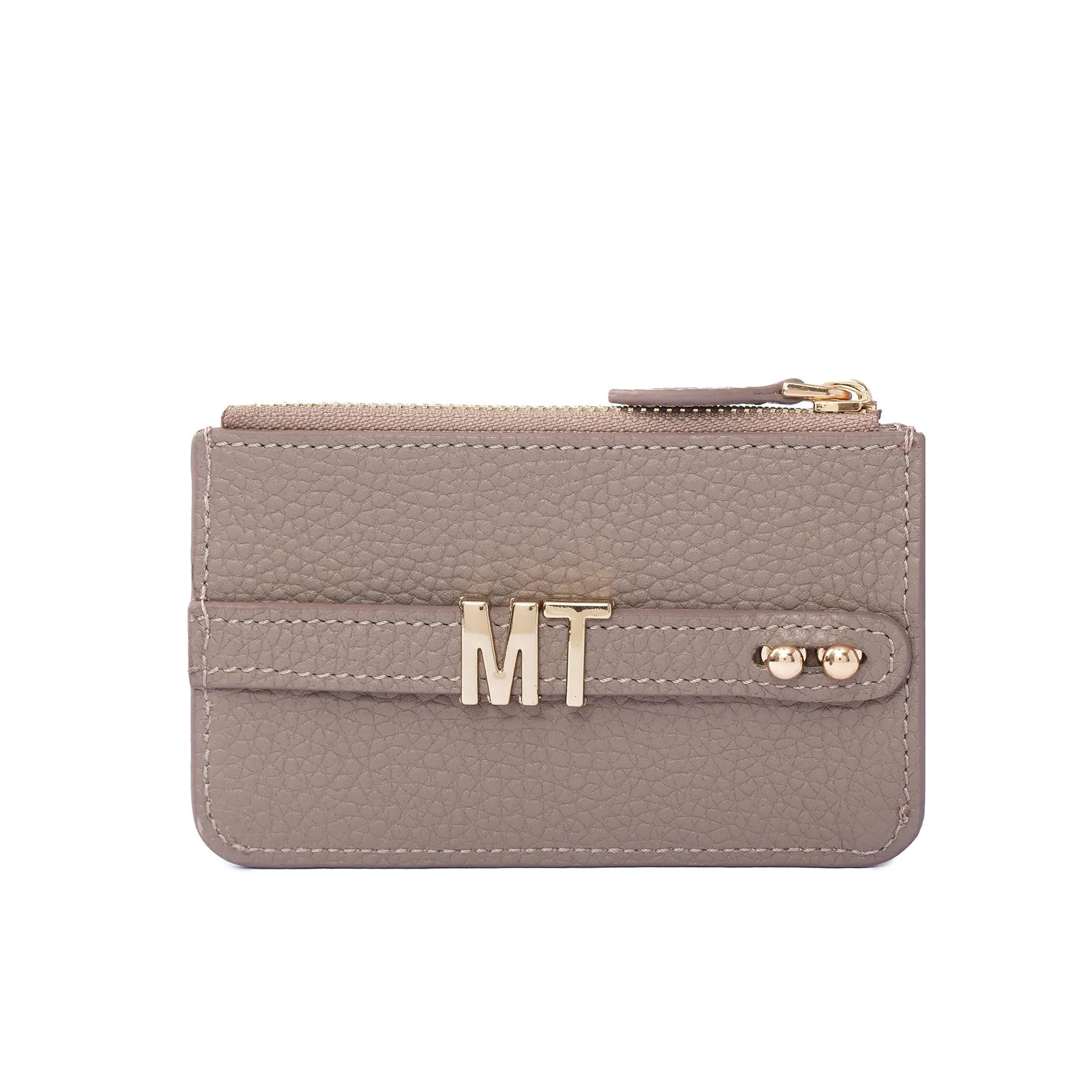 UMBI Personalized Leather Mini Wallet - Beige