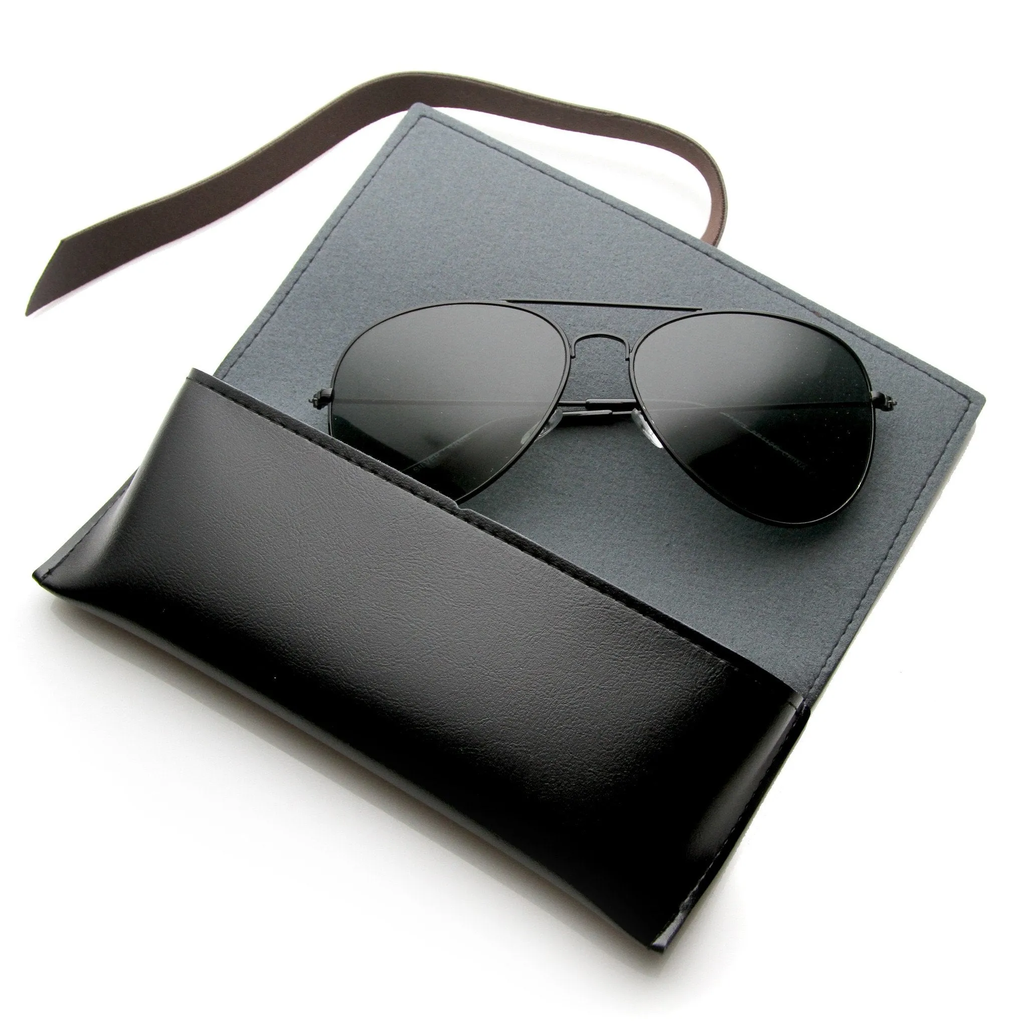 Vintage Faux Leather Wrap Eyewear Glasses Pouch A551