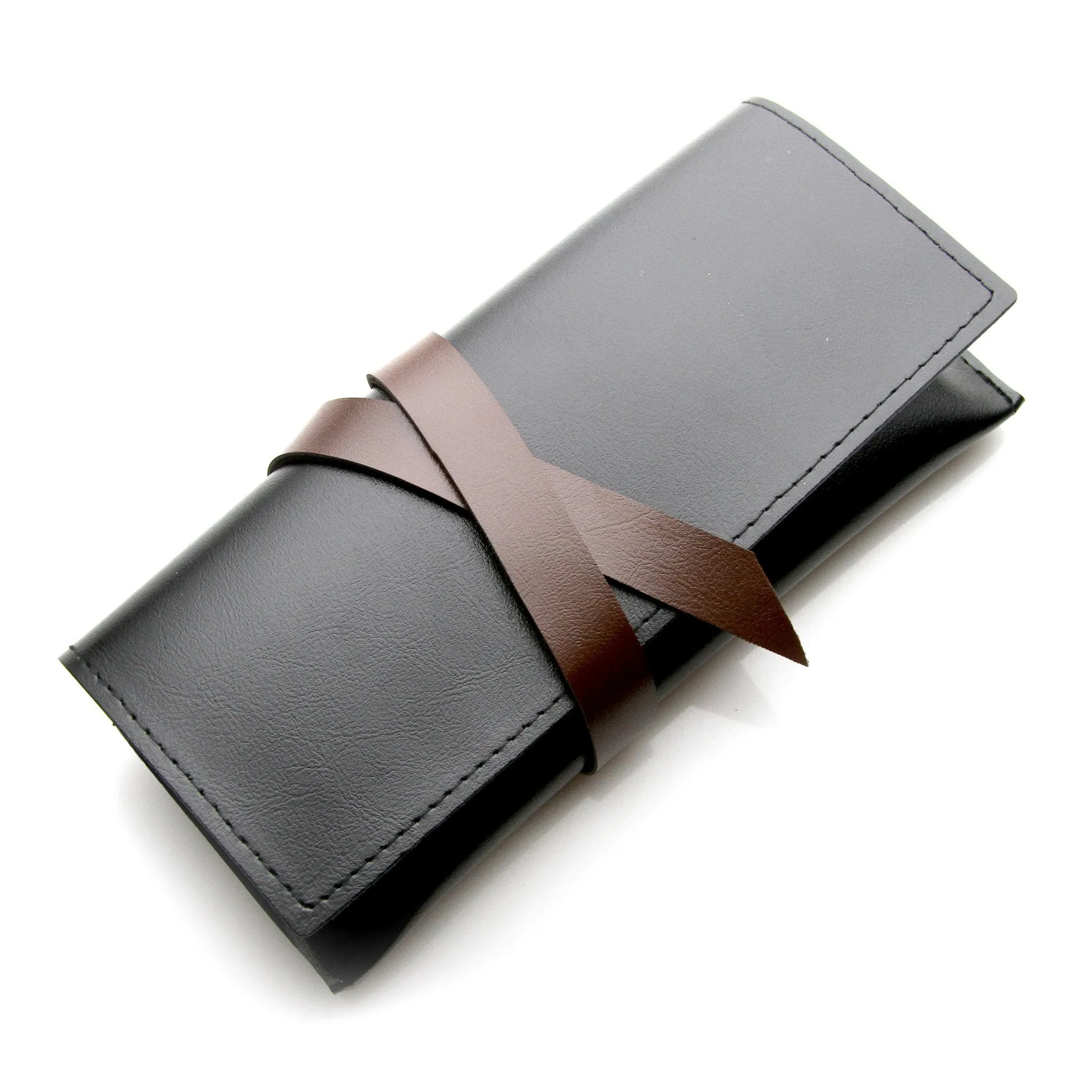 Vintage Faux Leather Wrap Eyewear Glasses Pouch A551