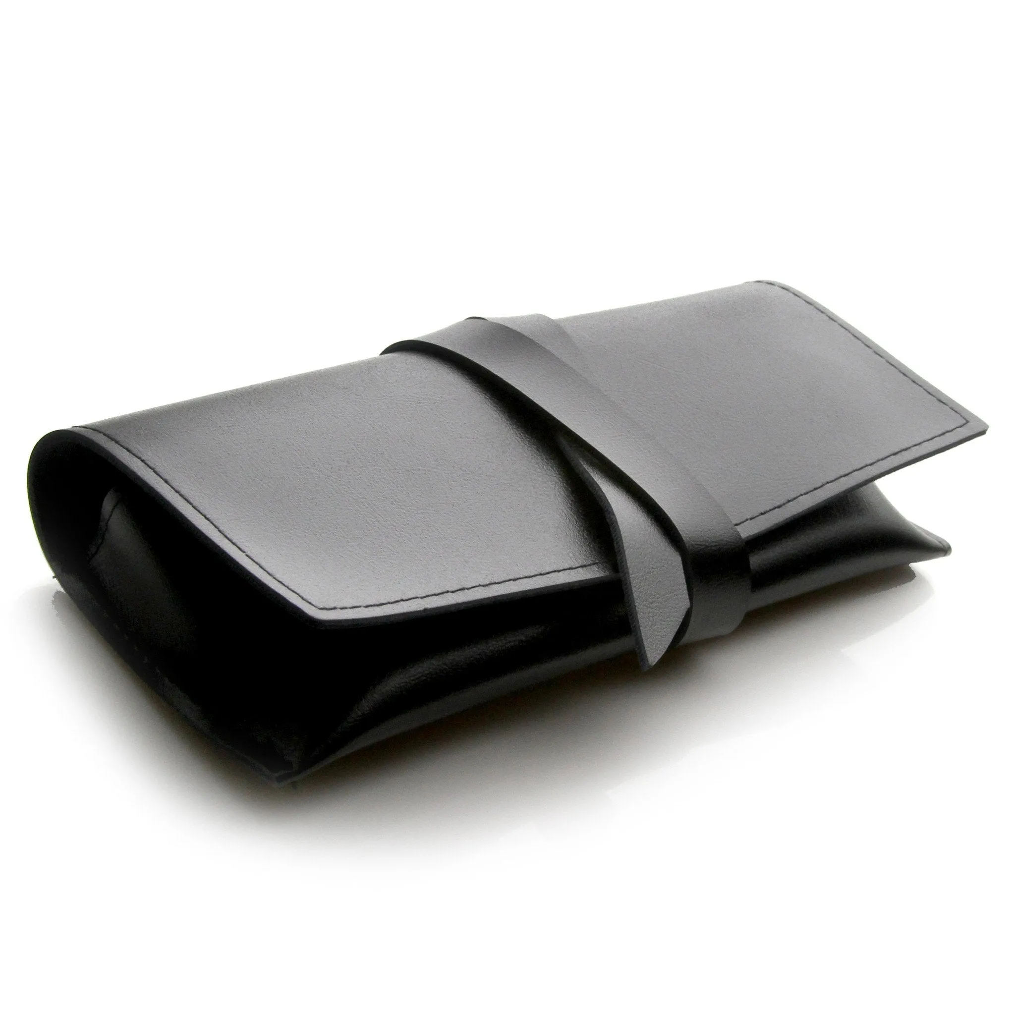 Vintage Faux Leather Wrap Eyewear Glasses Pouch A551