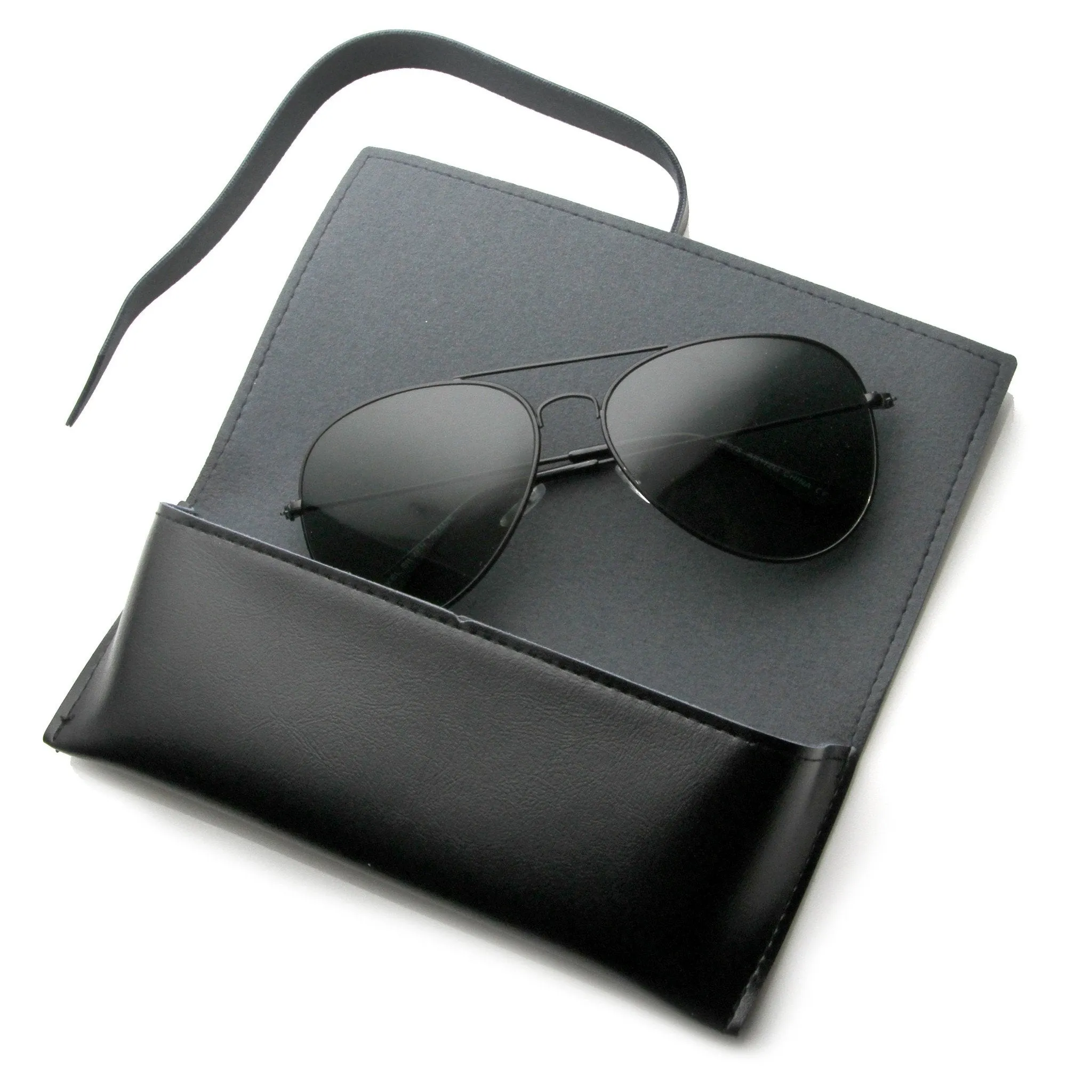 Vintage Faux Leather Wrap Eyewear Glasses Pouch A551